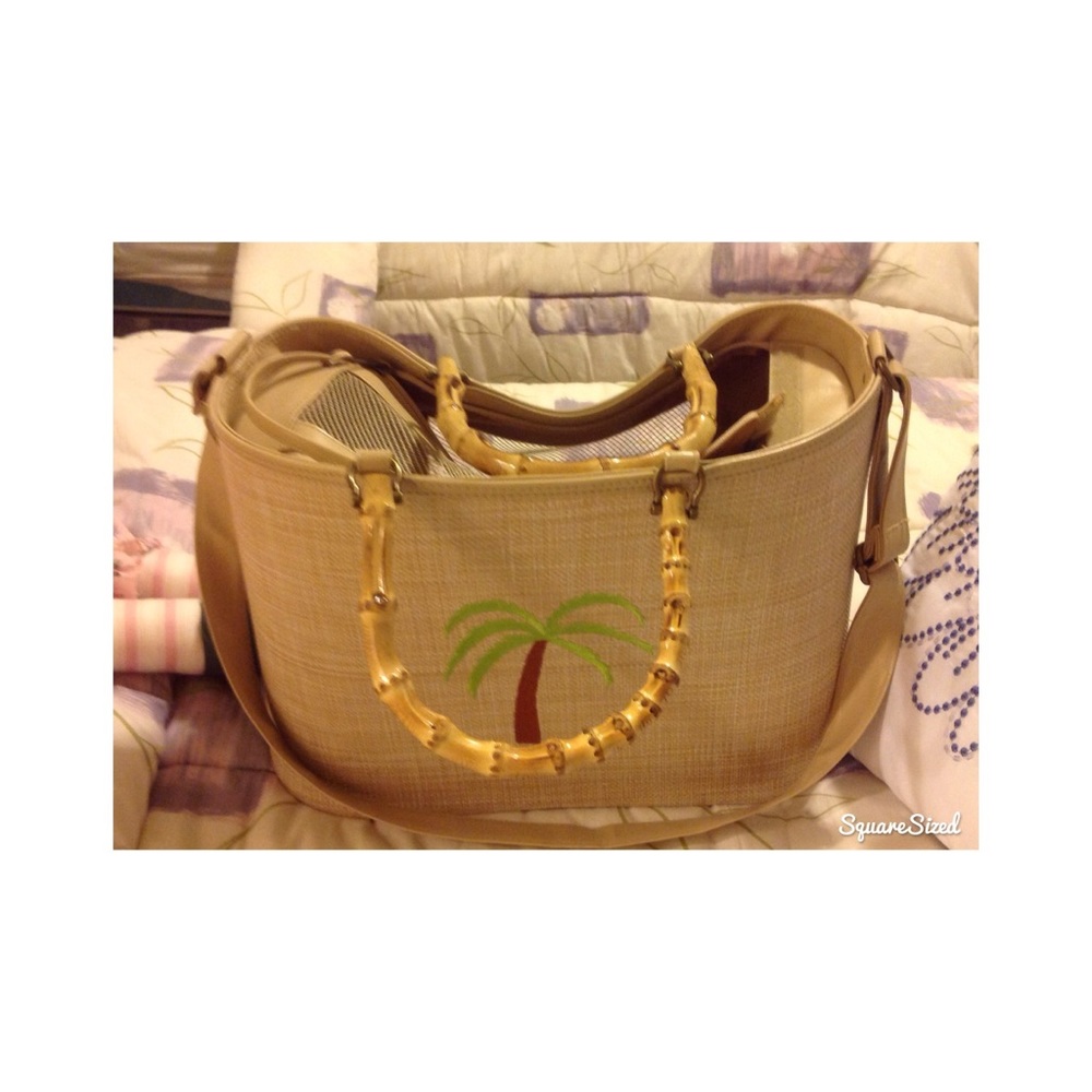 Dog carrier dog small linen with palm tree